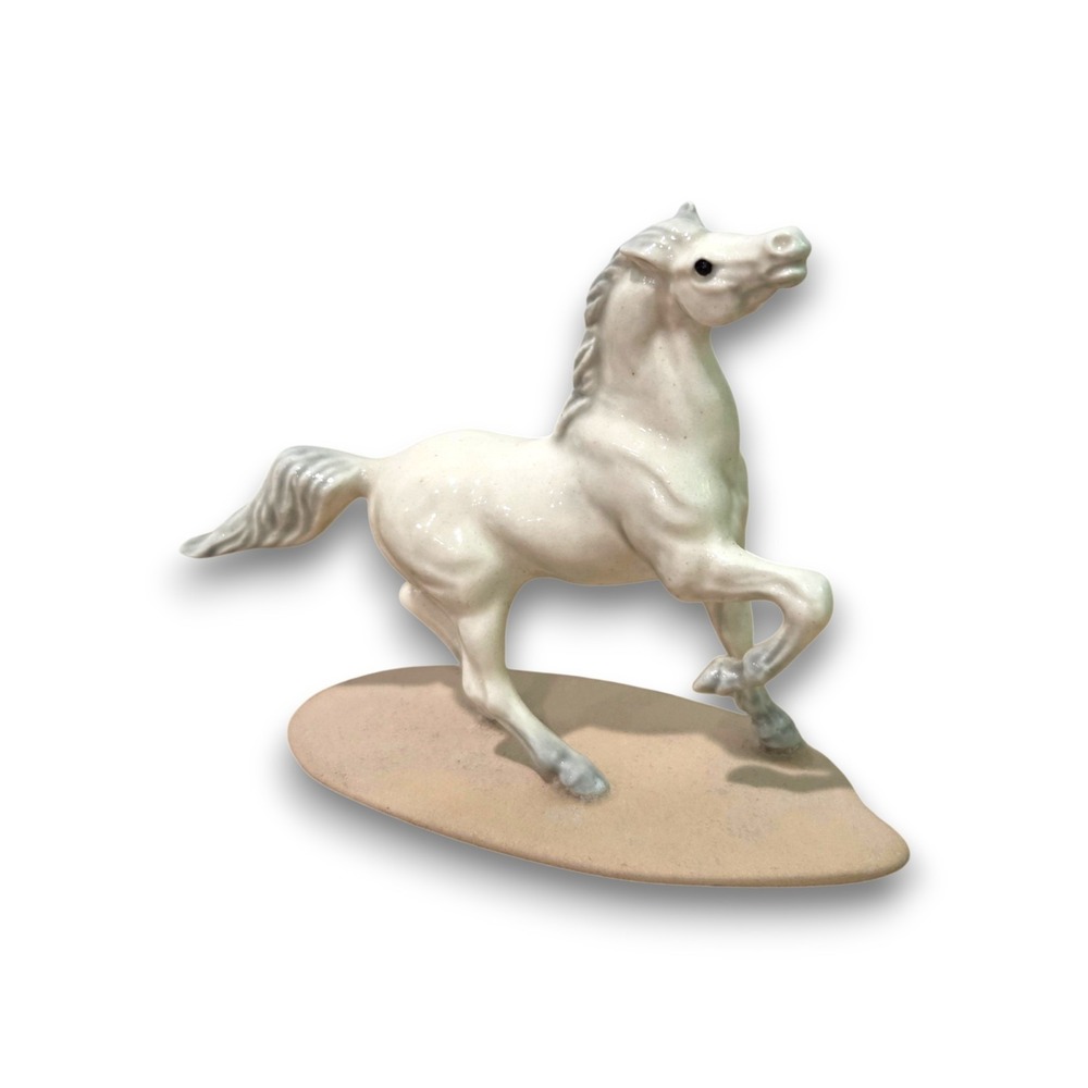 Vintage Hagen Renaker Miniature Horse Figurine Porcelain White Arabian 3''